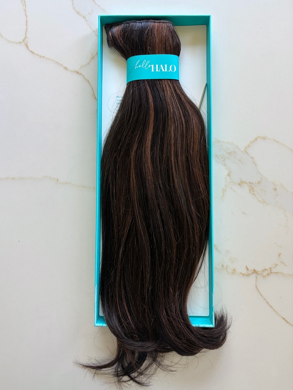 Halocouture Halo Hair Extensions 18 inches 1B-30 Dark Brown w Auburn Highlights